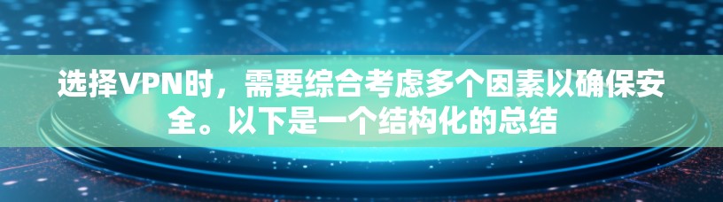 选择VPN时，需要综合考虑多个因素以确保安全。以下是一个结构化的总结